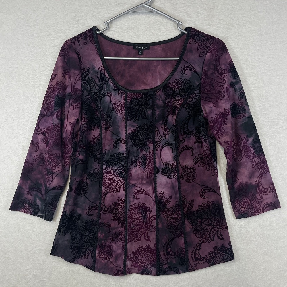Sami Jo Y2K Medium Whimsigoth 3/4 Sleeve Top Blouse Fairy Witchy Burnout